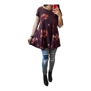 Urban Outfitters Distressed Floral Flare Top Women Size Small